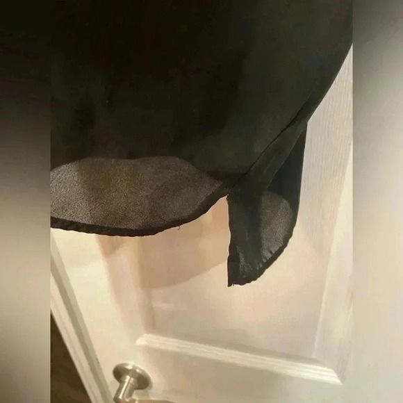 Shinestar Plain Black Sheer Cami Flowy Spaghetti Straps V Neck Size S - Picture 4 of 9